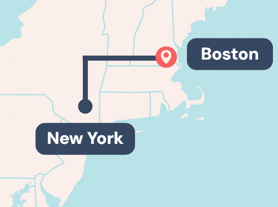 New York, NY → Boston, MA